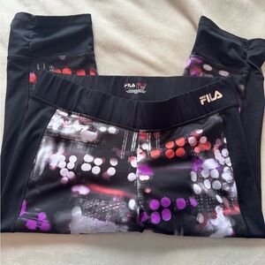 Fila Black and Pink Graphic Leggings
